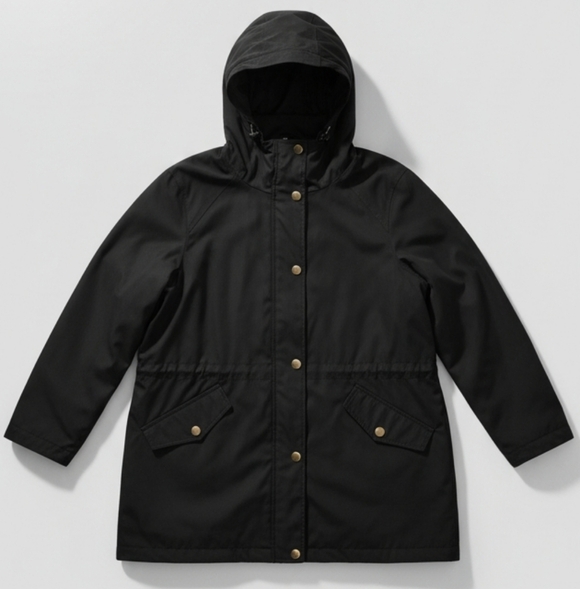 Time and Tru Women's Black Utility Jacket with Hood - Picture 1 of 5